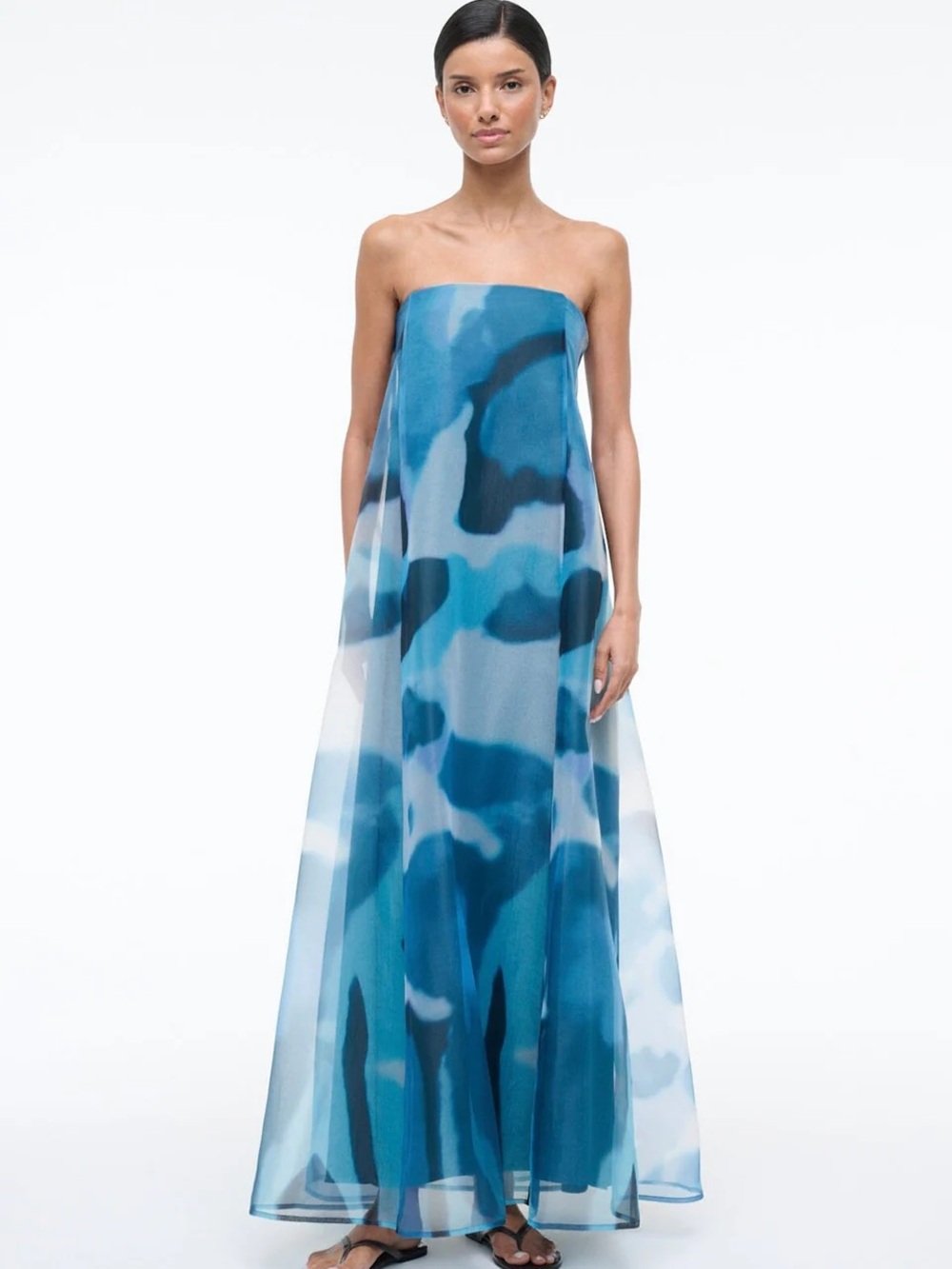STAUD Blue Organza Maxi Dress - Picture 1 of 5